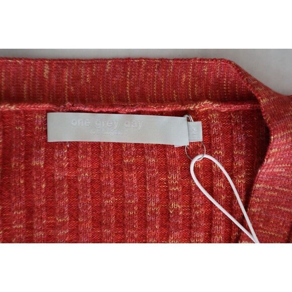 One Grey Day 50OGD811 Women's Sz M Red L/S Ribbed Button Down Sweater Dress - Picture 3 of 6